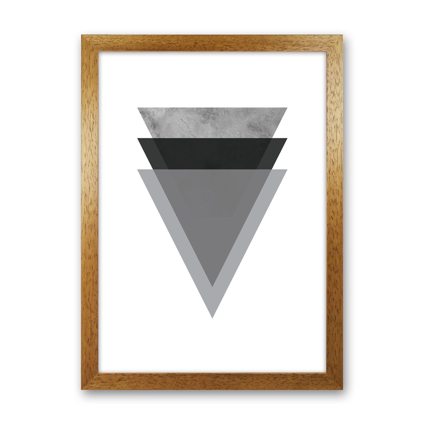 Geometric Grey And Black Triangles Art Print by Pixy Paper Oak Grain