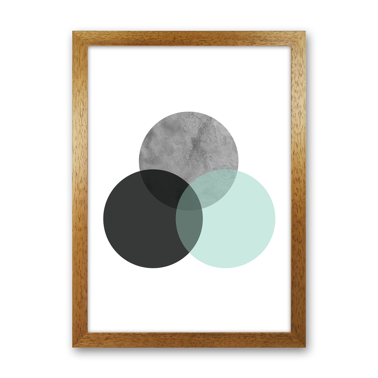 Geometric Mint And Black Circles Art Print by Pixy Paper Oak Grain
