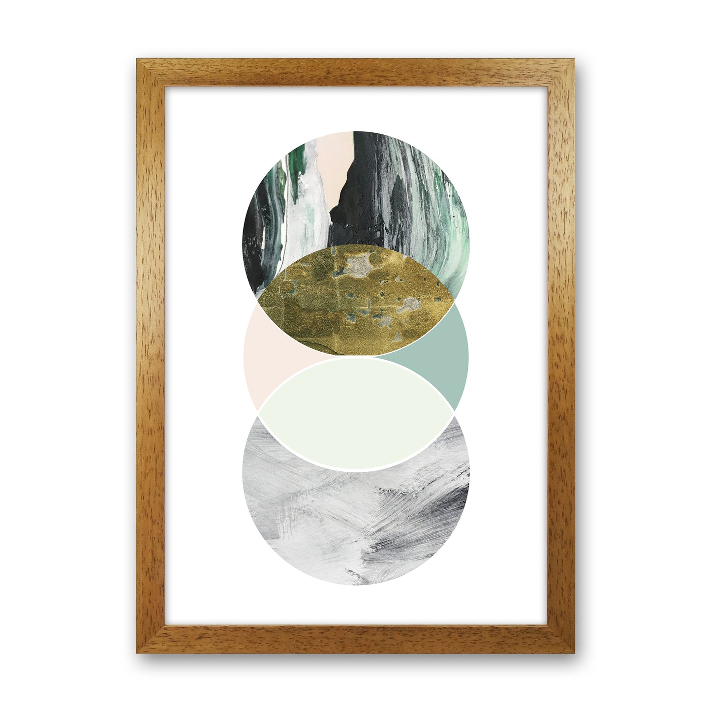 Green Marble Circles Abstract Art Print by Pixy Paper Oak Grain