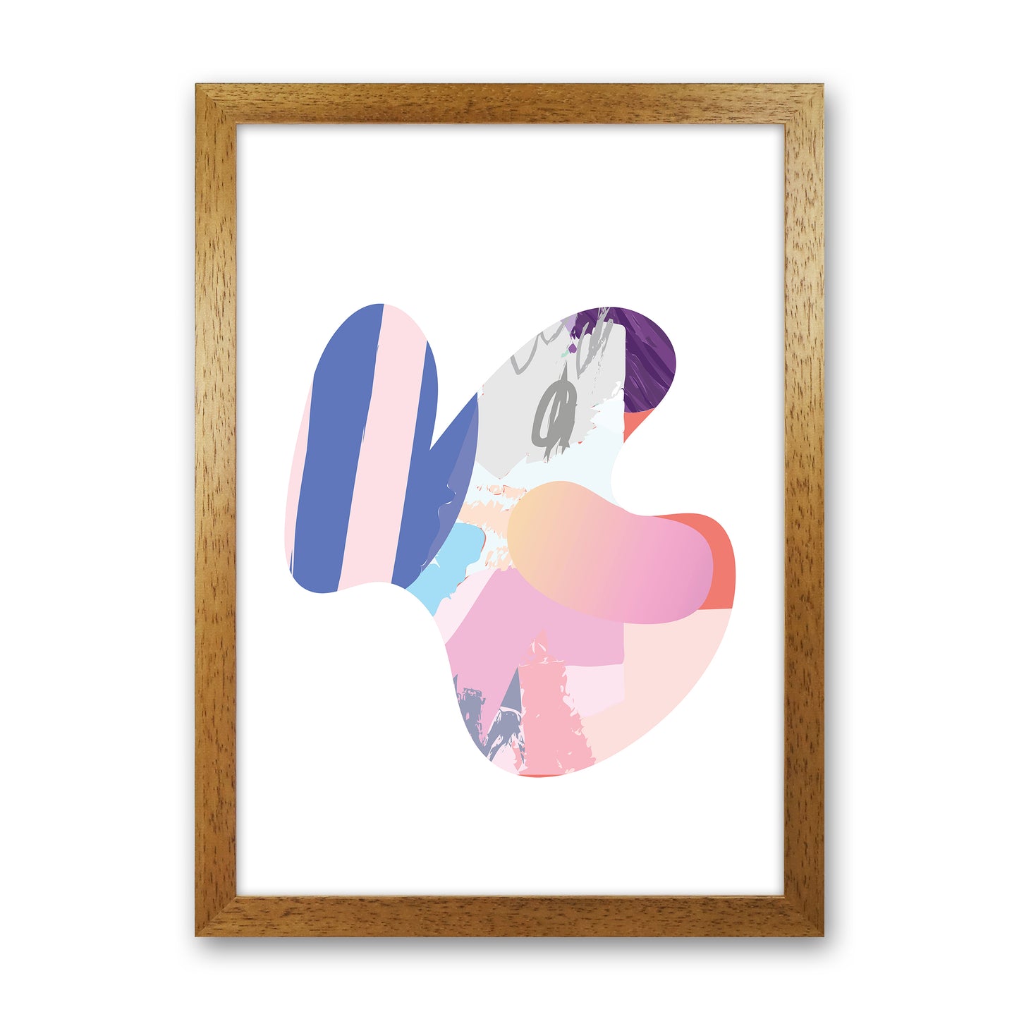 Pink Butterfly Abstract Shape Art Print by Pixy Paper Oak Grain