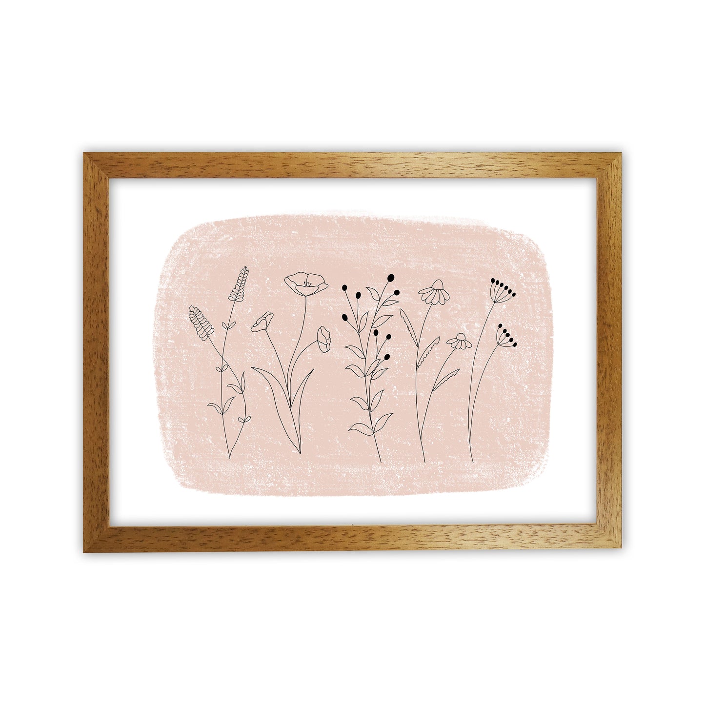 Dalia Chalk Landscape Floral Art Print by Pixy Paper Oak Grain