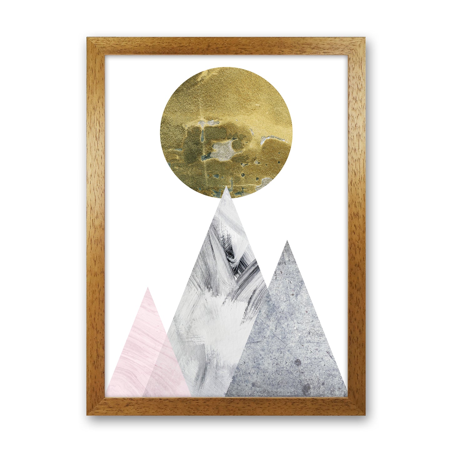 Luna Gold Moon And Mountains Art Print by Pixy Paper Oak Grain