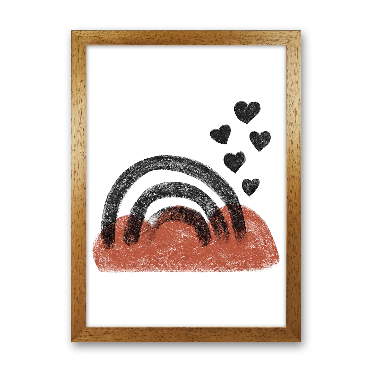 Dalia Chalk Black Rainbow Art Print by Pixy Paper Oak Grain
