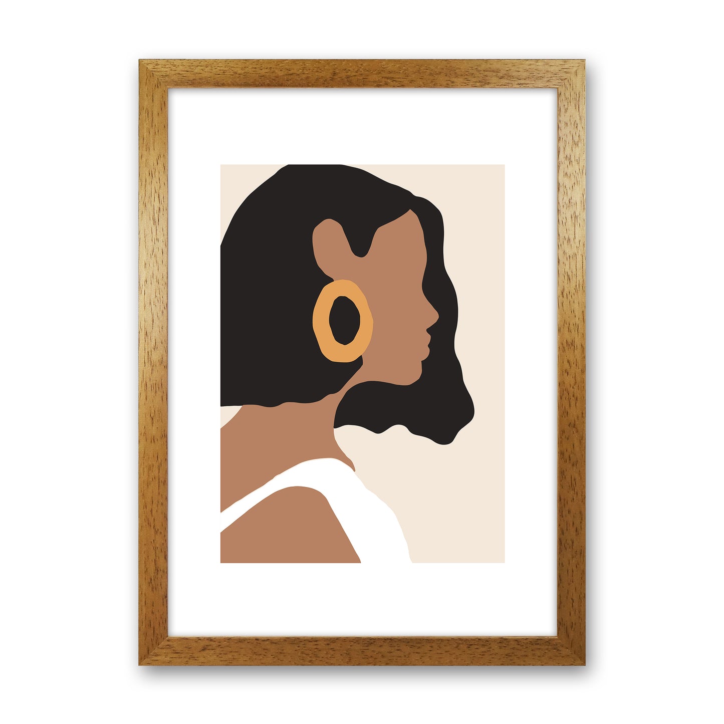 Mica Girl With Earring N6 Art Print by Pixy Paper Oak Grain