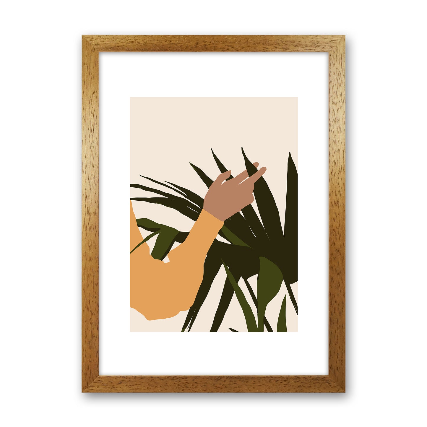 Mica Hand On Plant - N5 Art Print by Pixy Paper Oak Grain