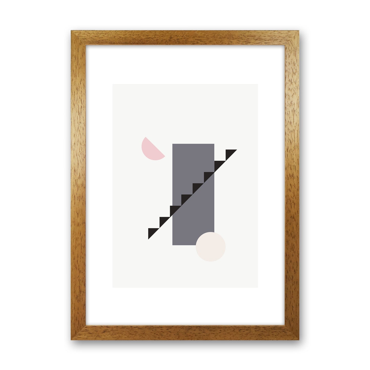 Mila Pink Abstract N12 Art Print by Pixy Paper Oak Grain
