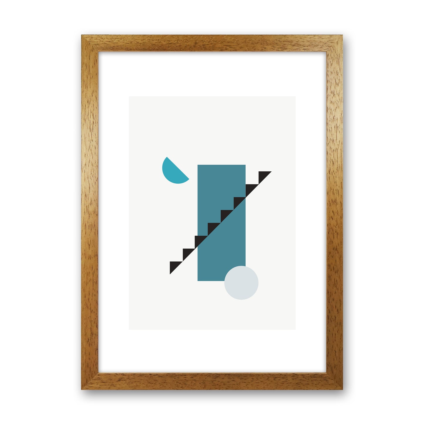 Mita Teal Abstract N11 Art Print by Pixy Paper Oak Grain