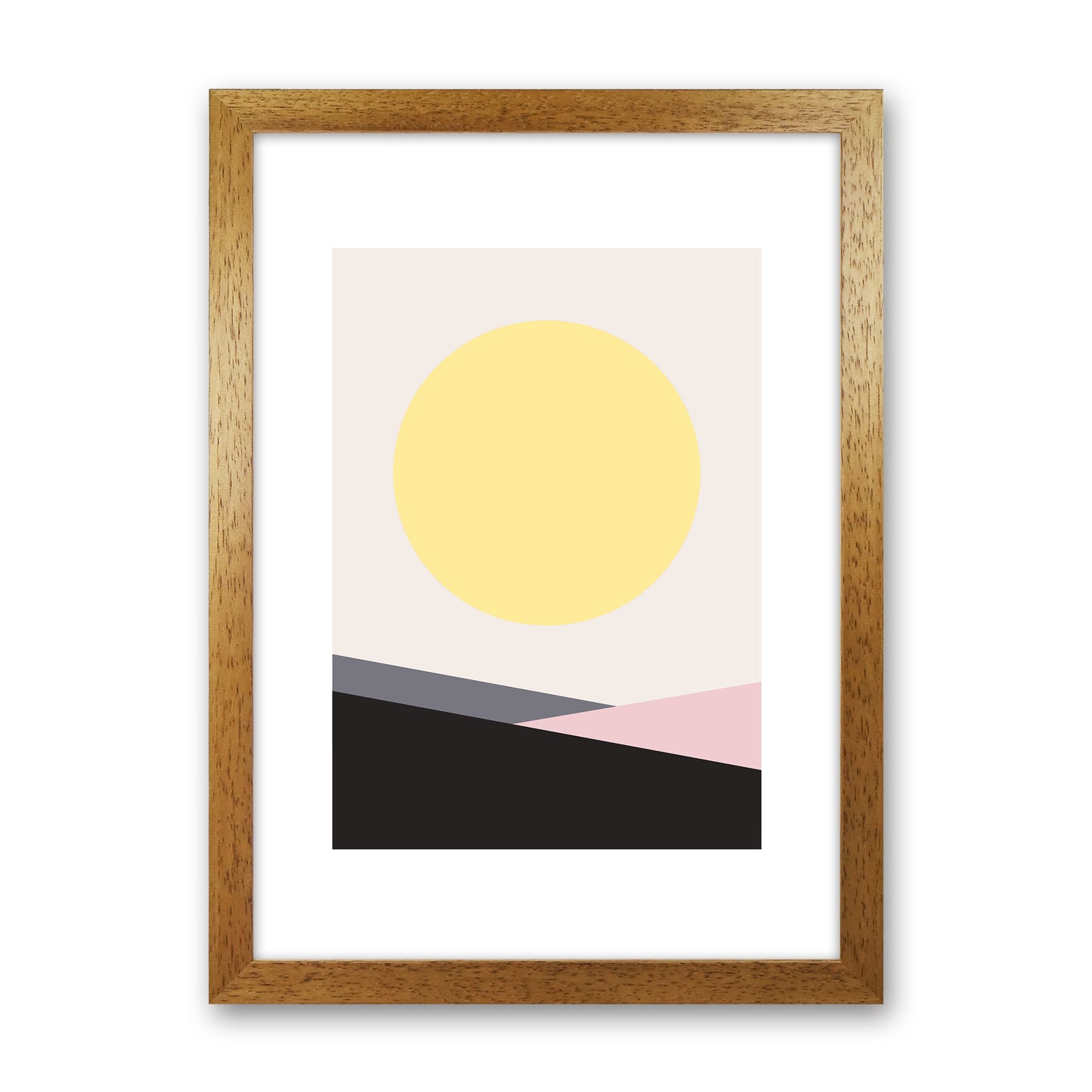 Mila Pink Big Sun N7 Art Print by Pixy Paper Oak Grain