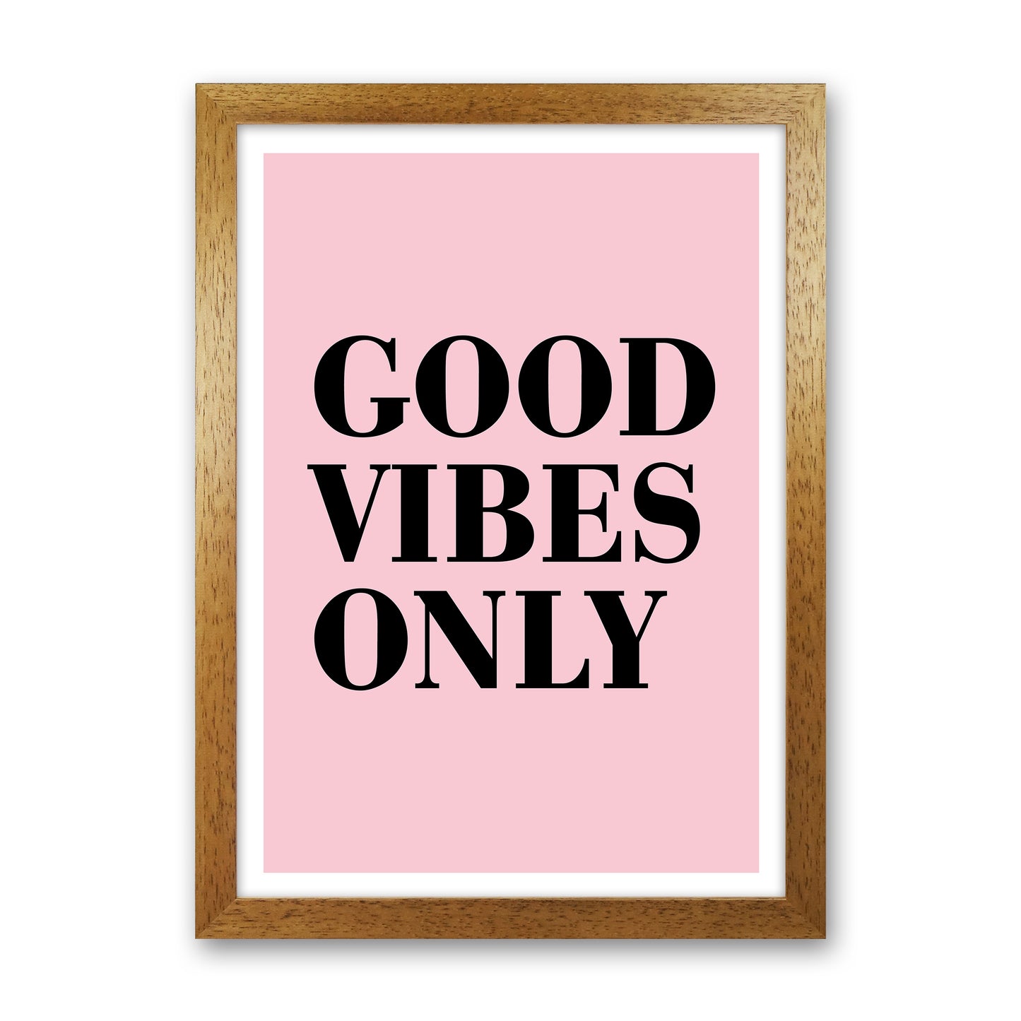 Good Vibes Only Neon Funk Art Print by Pixy Paper Oak Grain