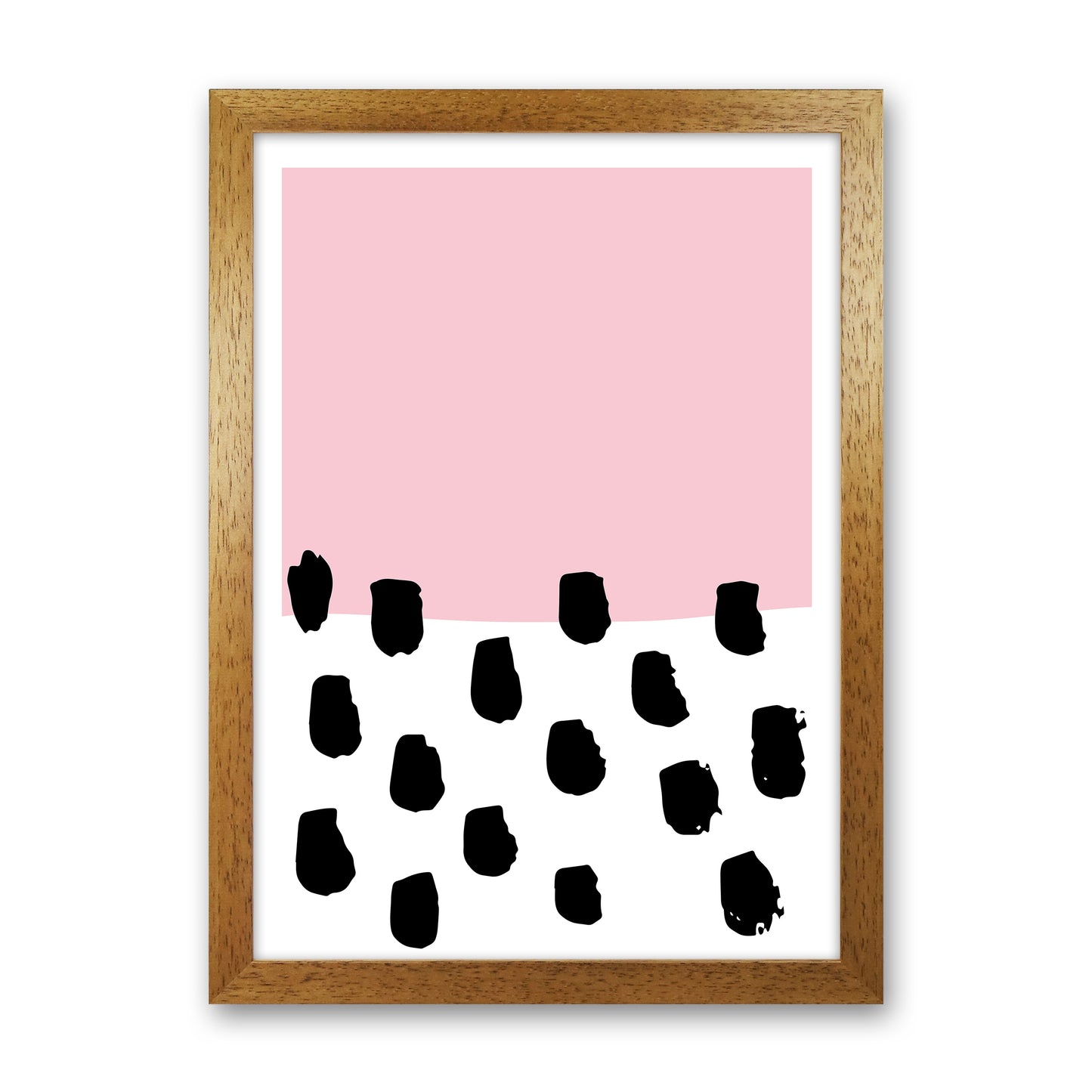 Pink Polka Neon Funk Art Print by Pixy Paper Oak Grain