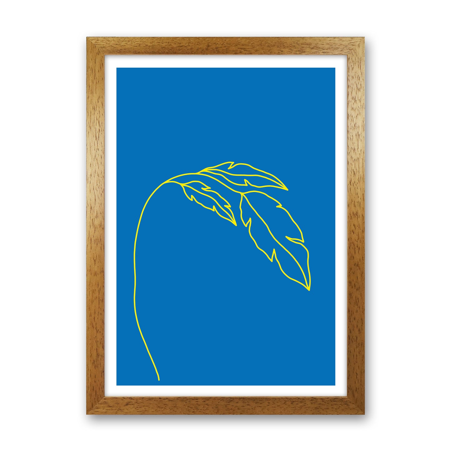 Plant Blue Neon Funk Art Print by Pixy Paper Oak Grain