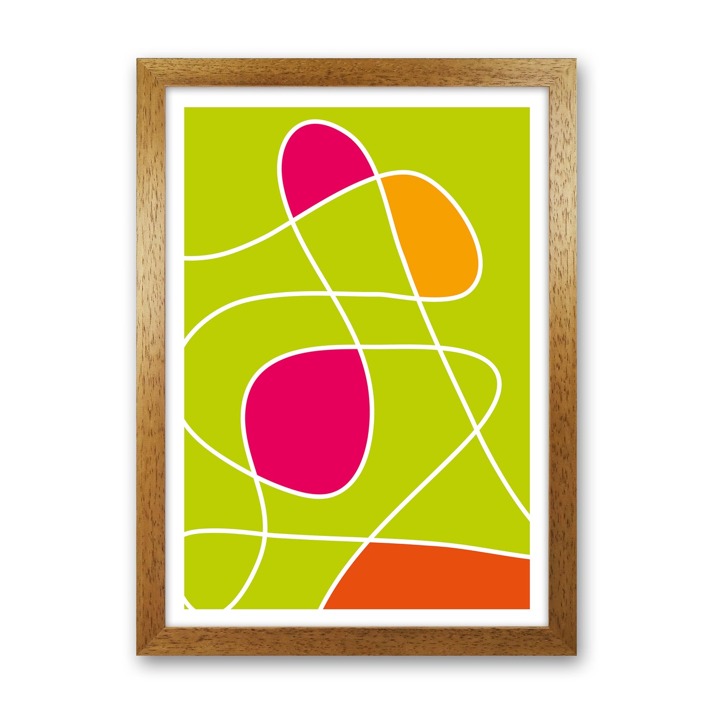 Lime Mess Neon Funk Art Print by Pixy Paper Oak Grain