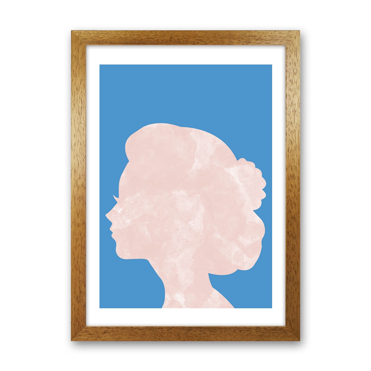 Marble Head Blue Art Print by Pixy Paper Oak Grain