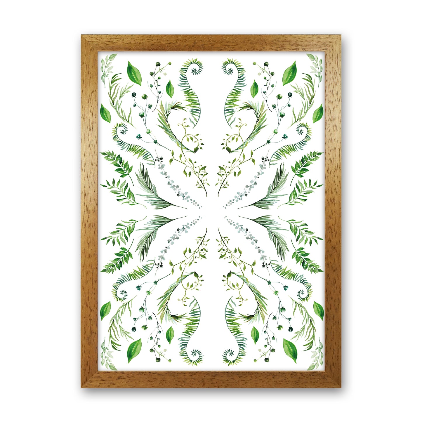 Mirrored Plants Exotic Art Print by Pixy Paper Oak Grain