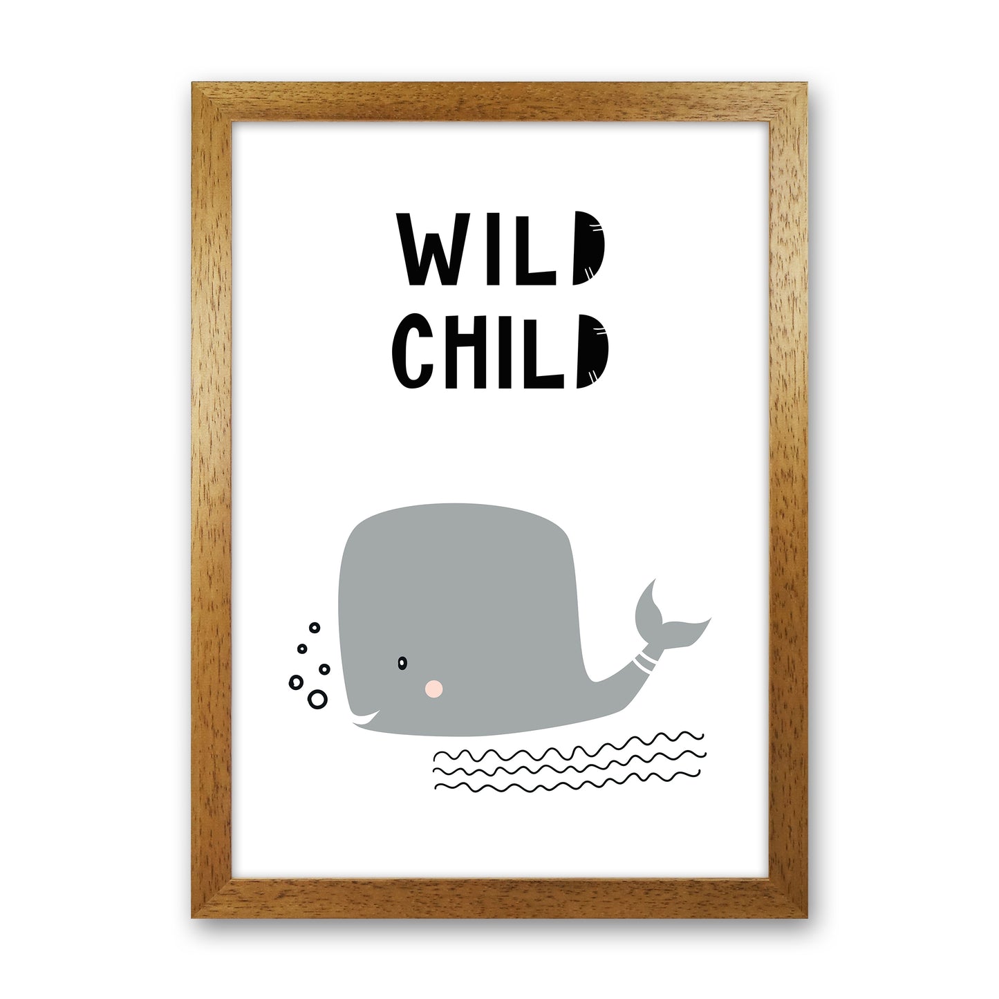 Wild Child Whale Animal Art Print by Pixy Paper Oak Grain