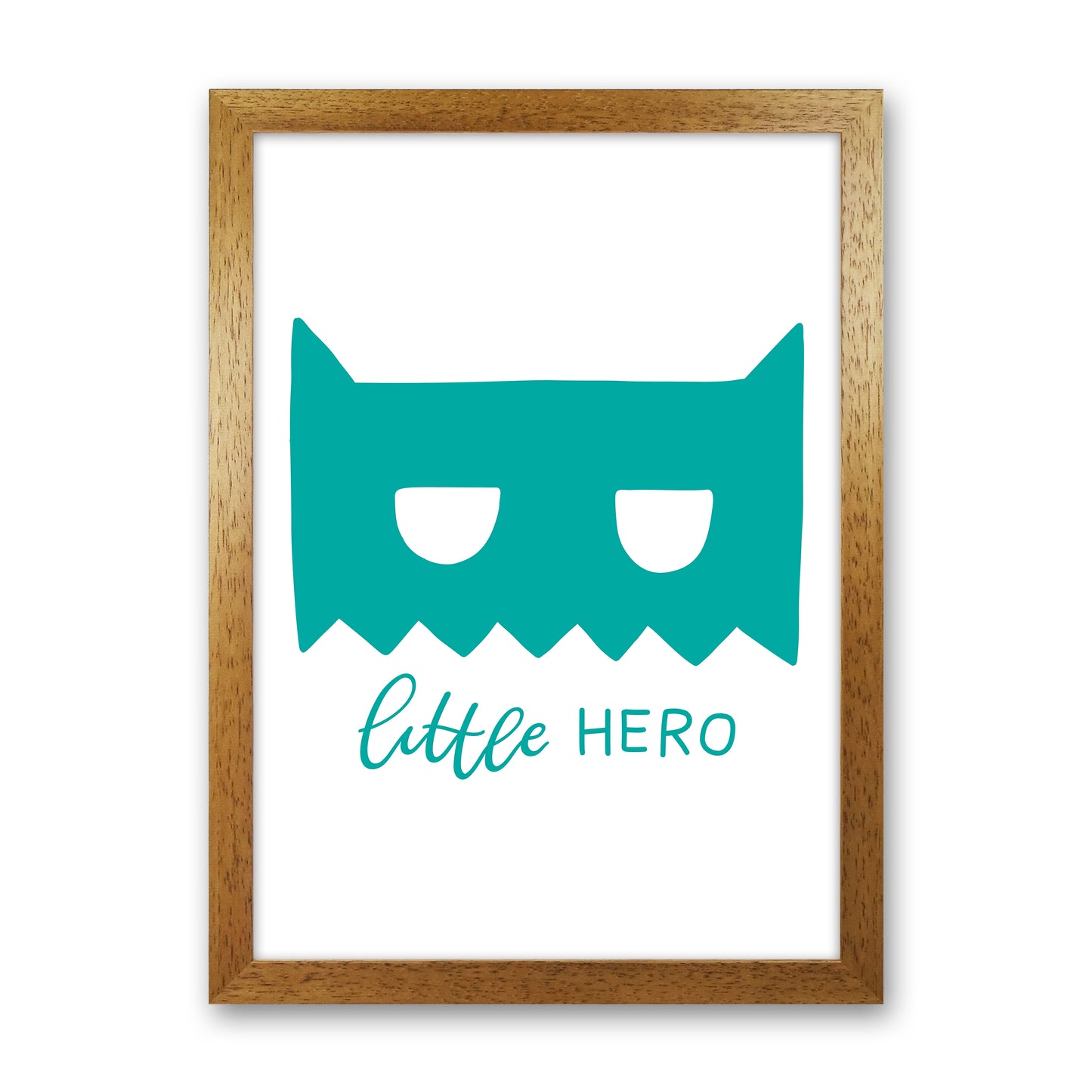 Little Hero Mask Teal Super Scandi Art Print by Pixy Paper Oak Grain