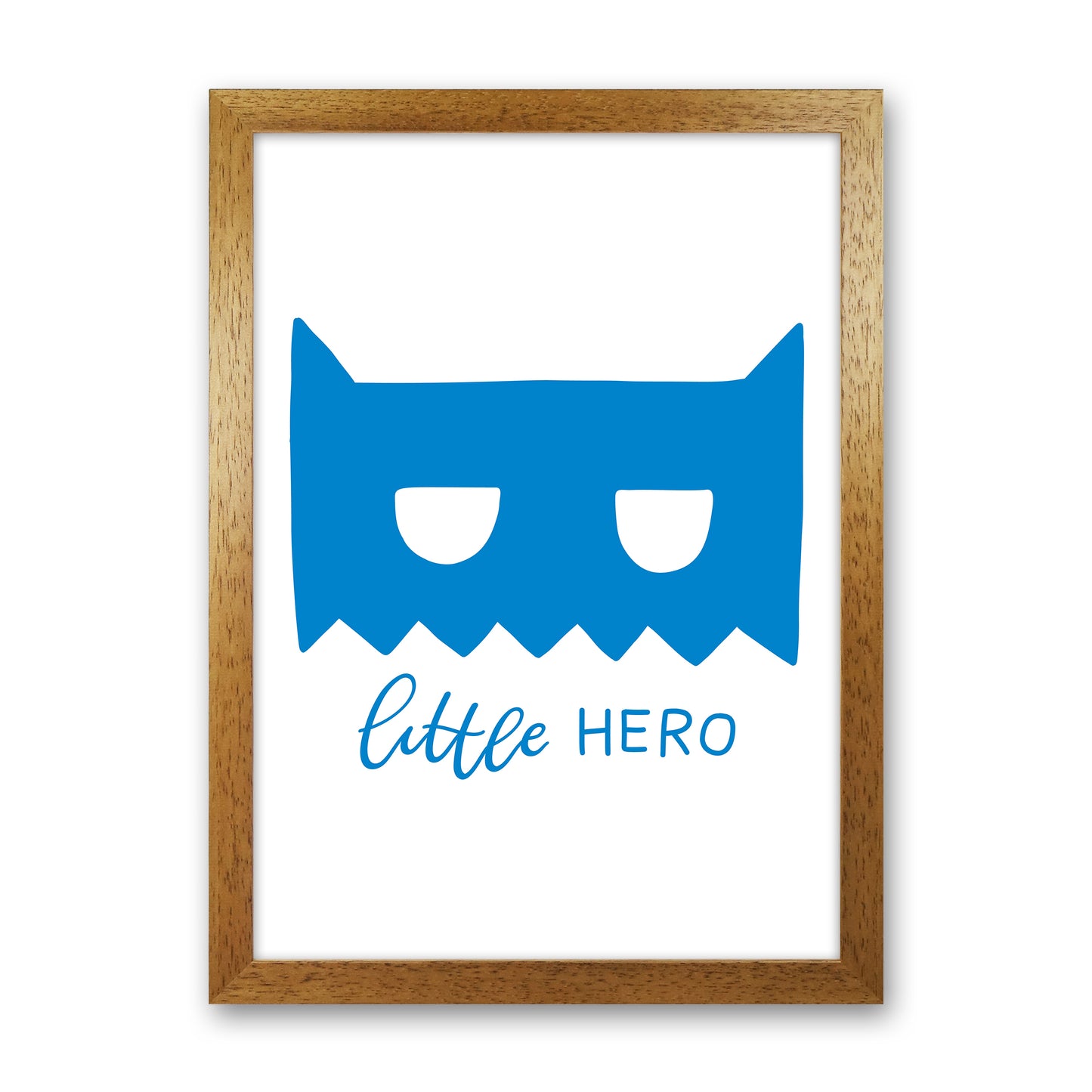 Little Hero Mask Blue Super Scandi Art Print by Pixy Paper Oak Grain