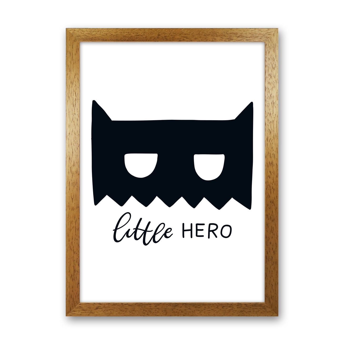 Little Hero Mask Super Scandi Black Art Print by Pixy Paper Oak Grain