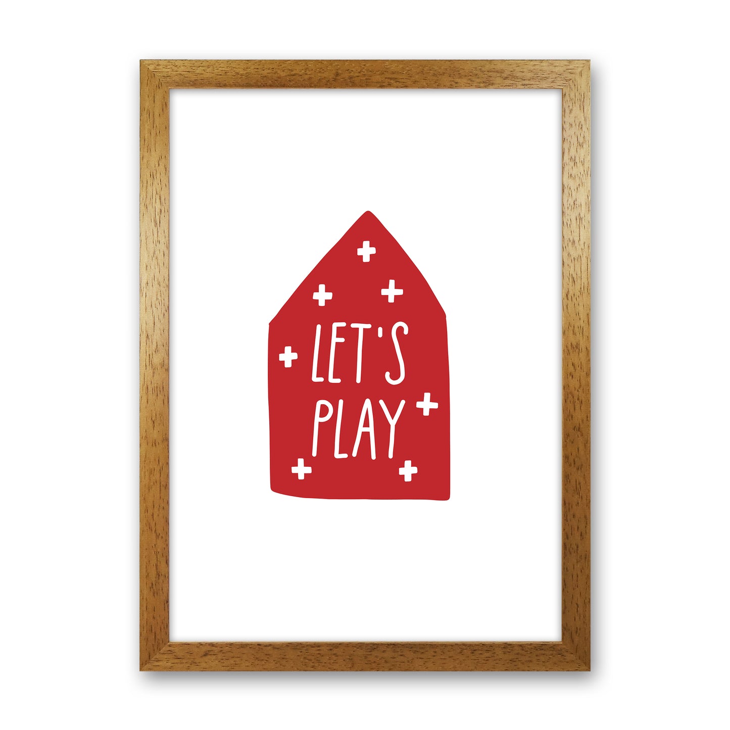 Let'S Play House Red Super Scandi Art Print by Pixy Paper Oak Grain
