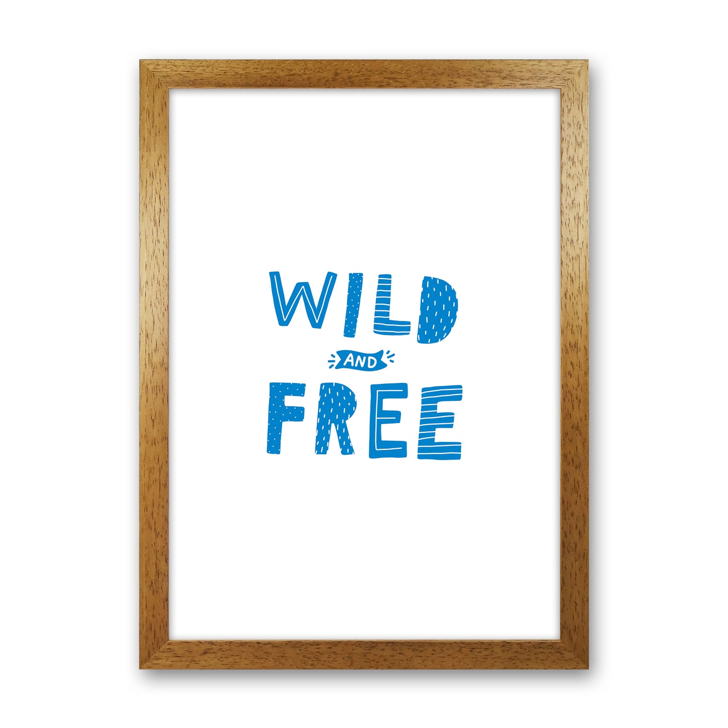 Wild And Free Blue Super Scandi Art Print by Pixy Paper Oak Grain