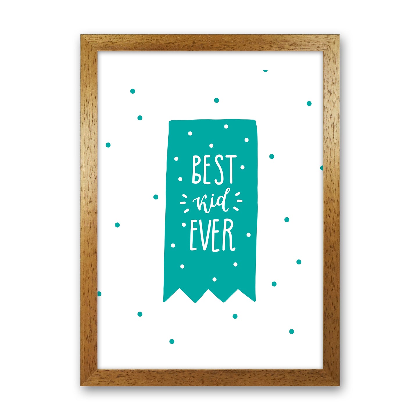 Best Day Ever Teal Super Scandi Art Print by Pixy Paper Oak Grain