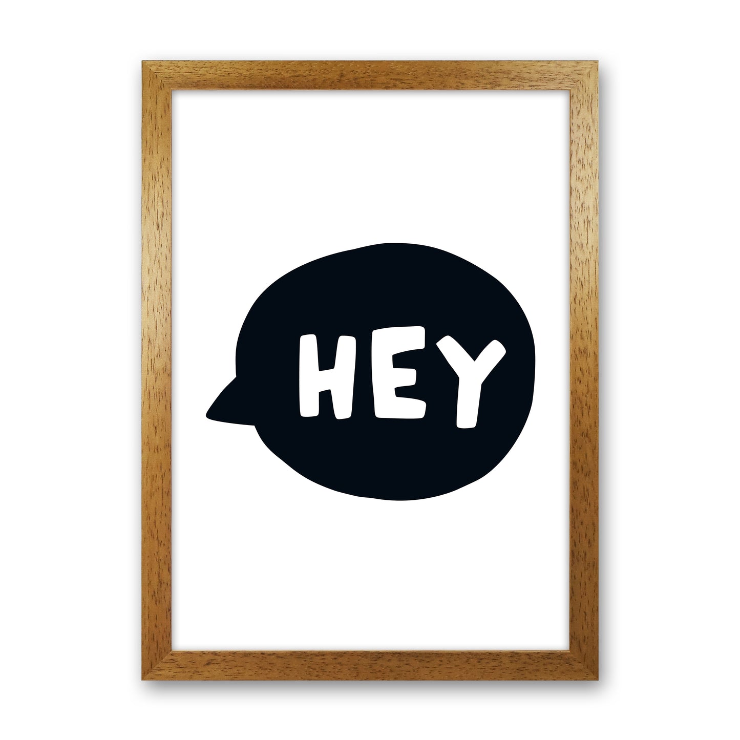 Hey Bubble Super Scandi Black Art Print by Pixy Paper Oak Grain