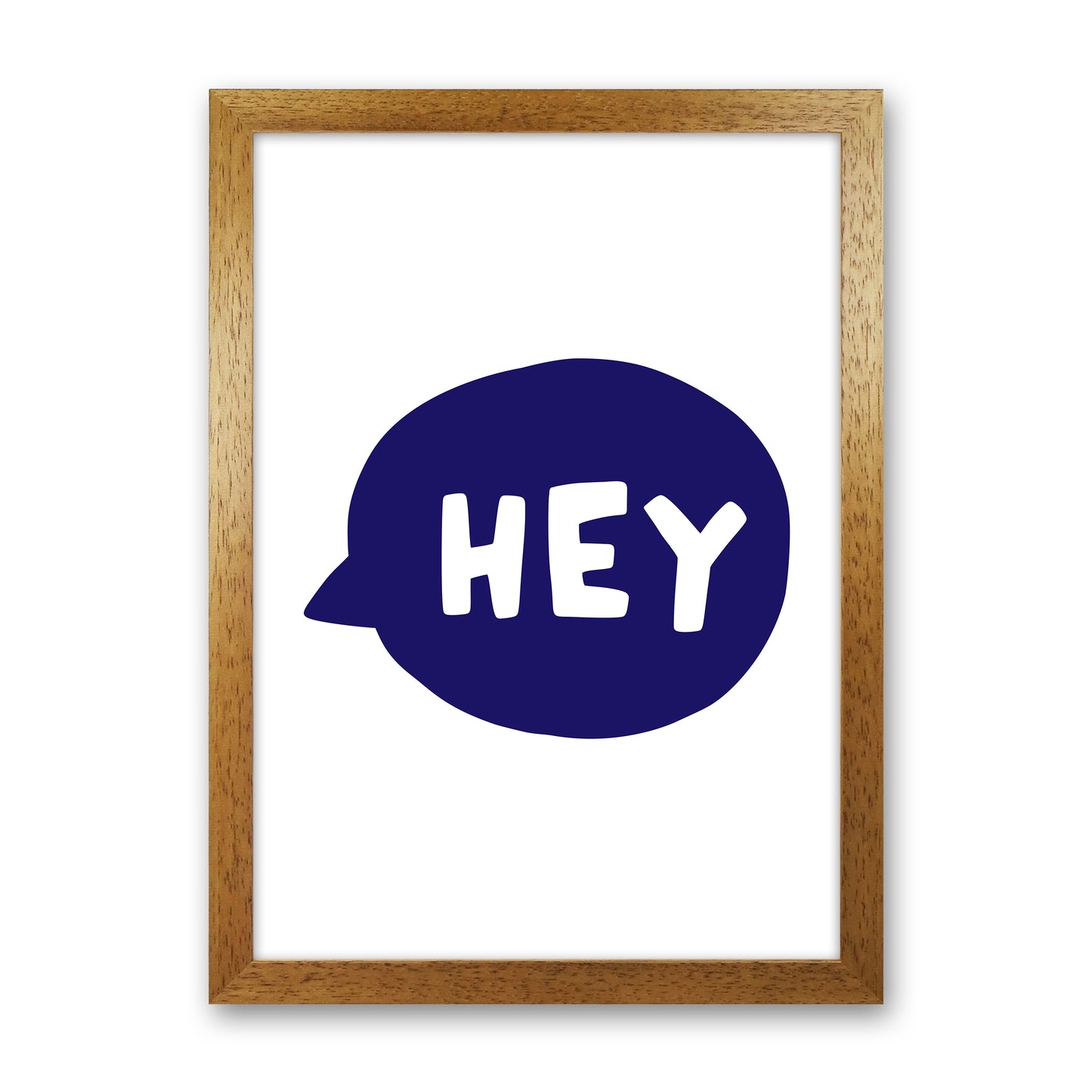 Hey Bubble Navy Super Scandi Art Print by Pixy Paper Oak Grain