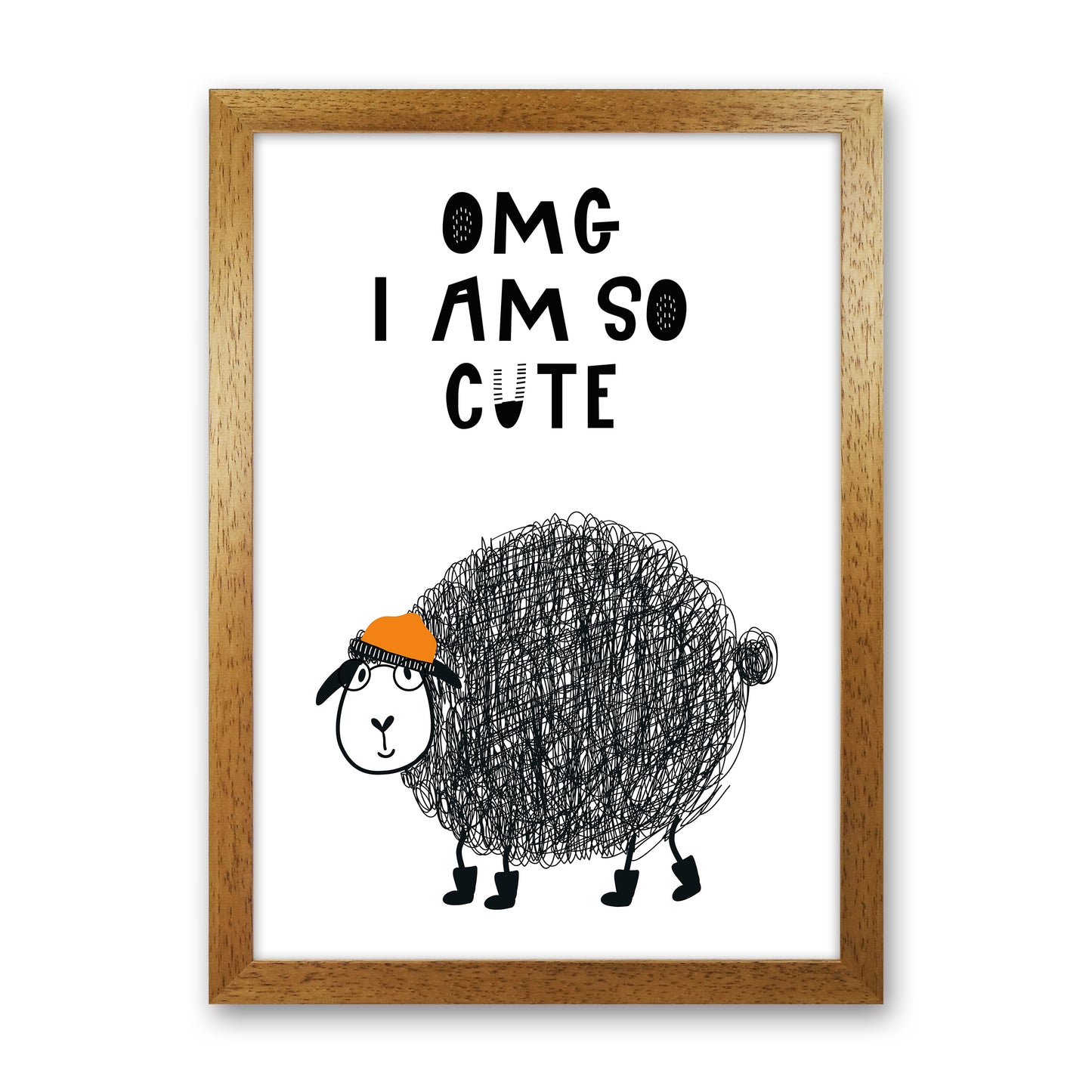 Omg I Am So Cute Animal Pop Art Print by Pixy Paper Oak Grain