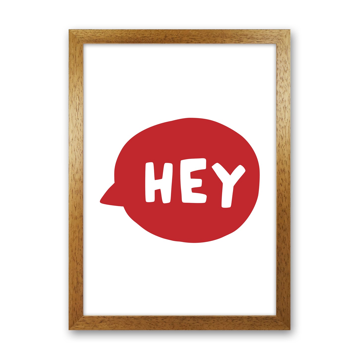 Hey Bubble Red Super Scandi Art Print by Pixy Paper Oak Grain