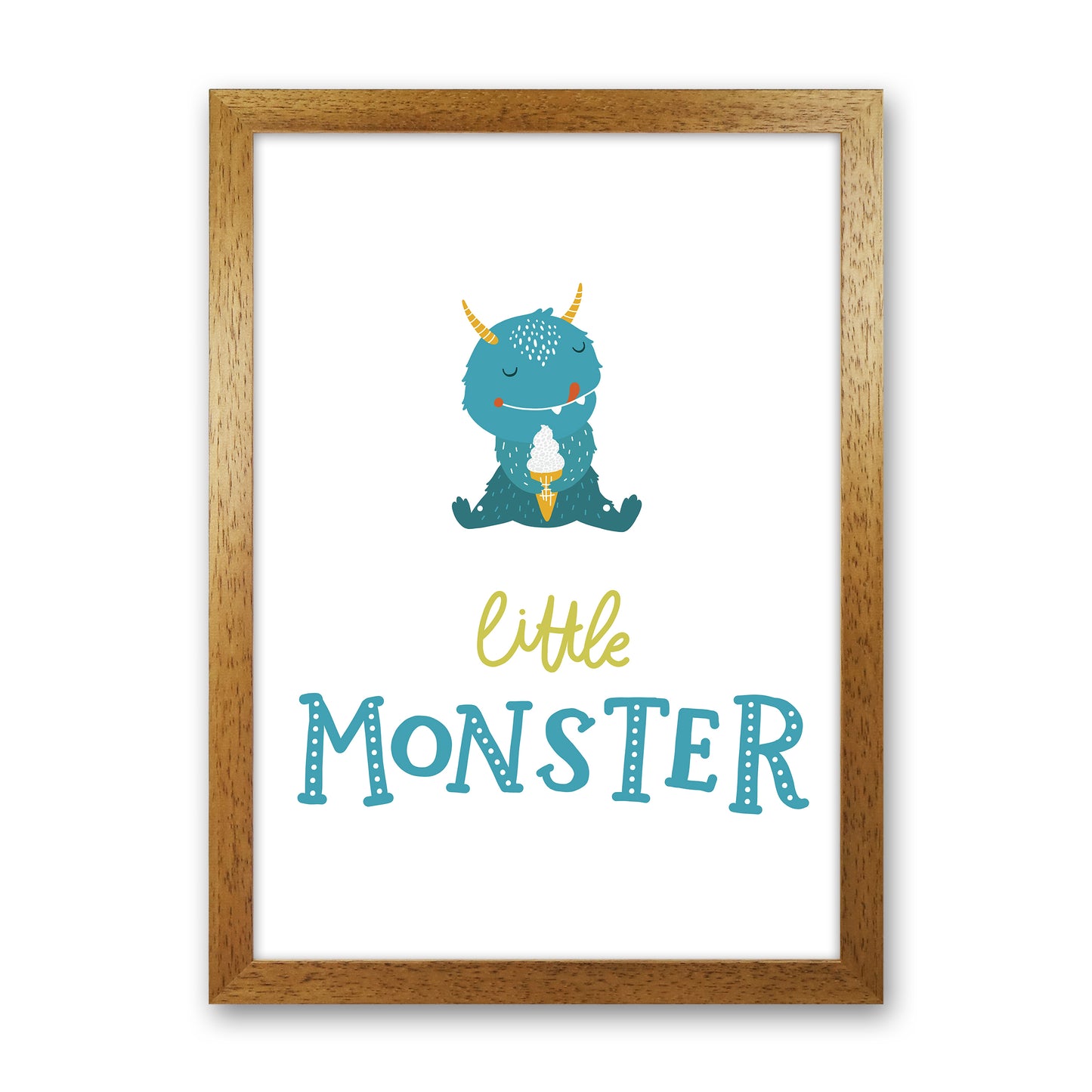 Little Monsters Ice Cream Art Print by Pixy Paper Oak Grain