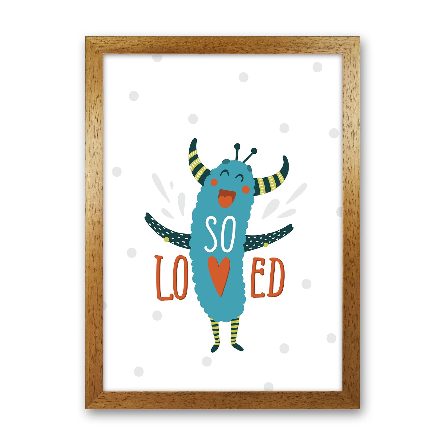 Little Monsters So Loved Art Print by Pixy Paper Oak Grain