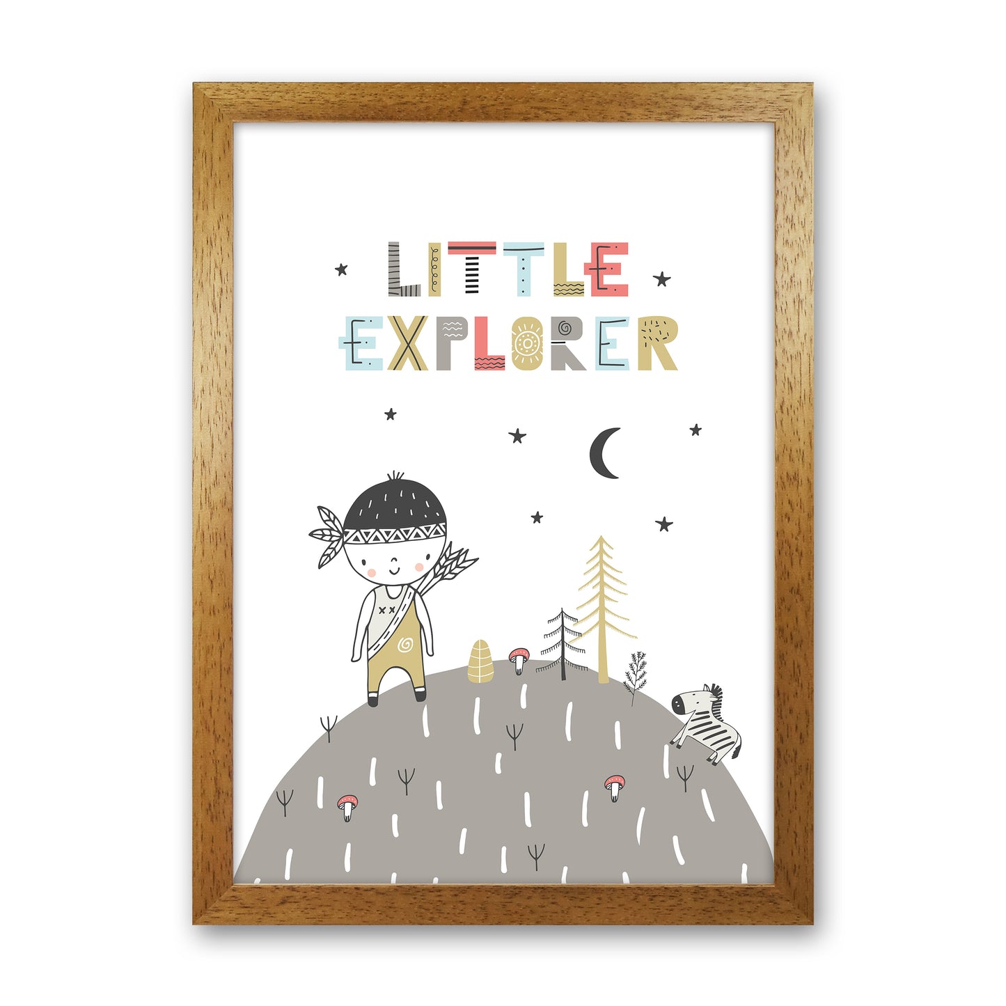 Little Explorer Hilltop Art Print by Pixy Paper Oak Grain