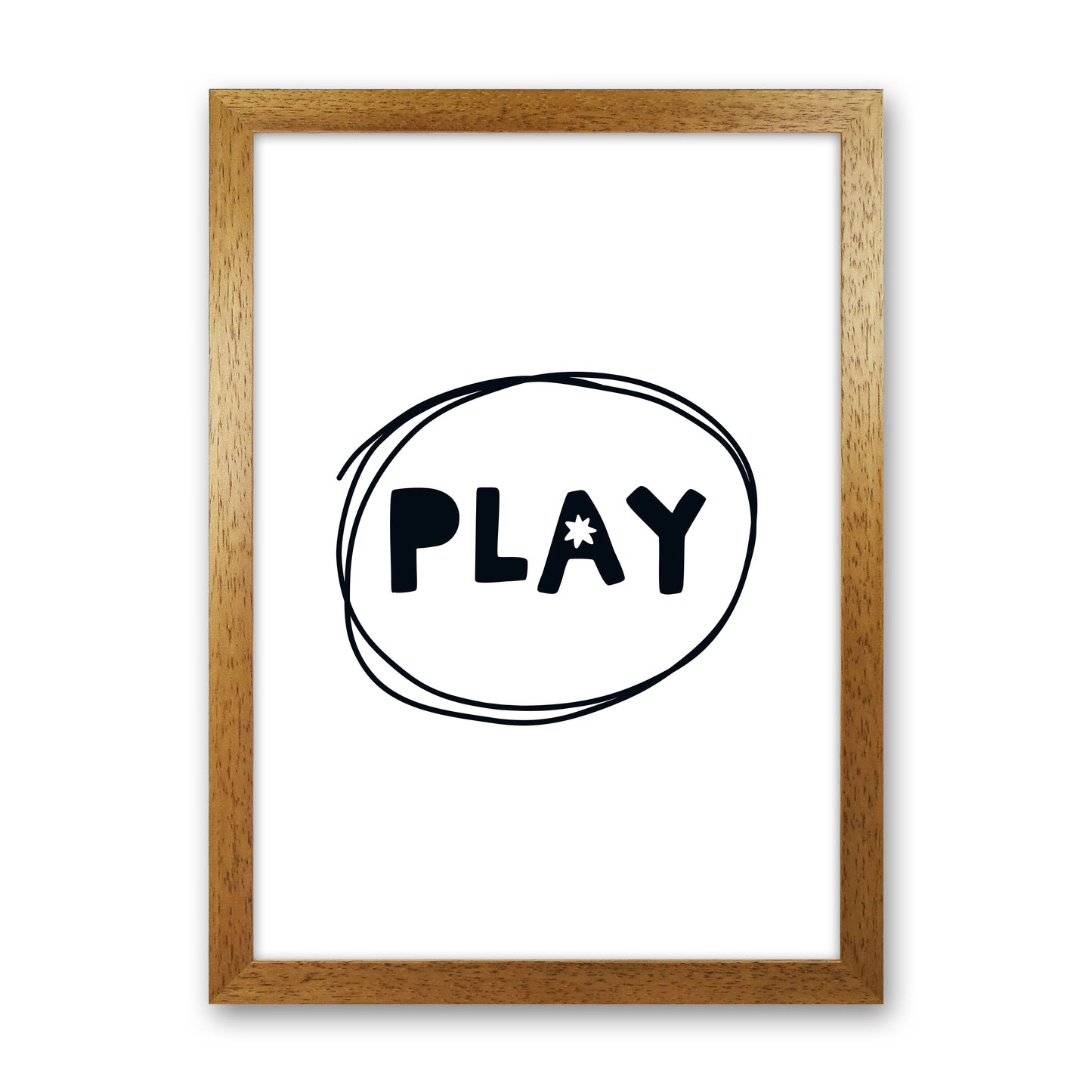 Play Super Scandi Black Art Print by Pixy Paper Oak Grain