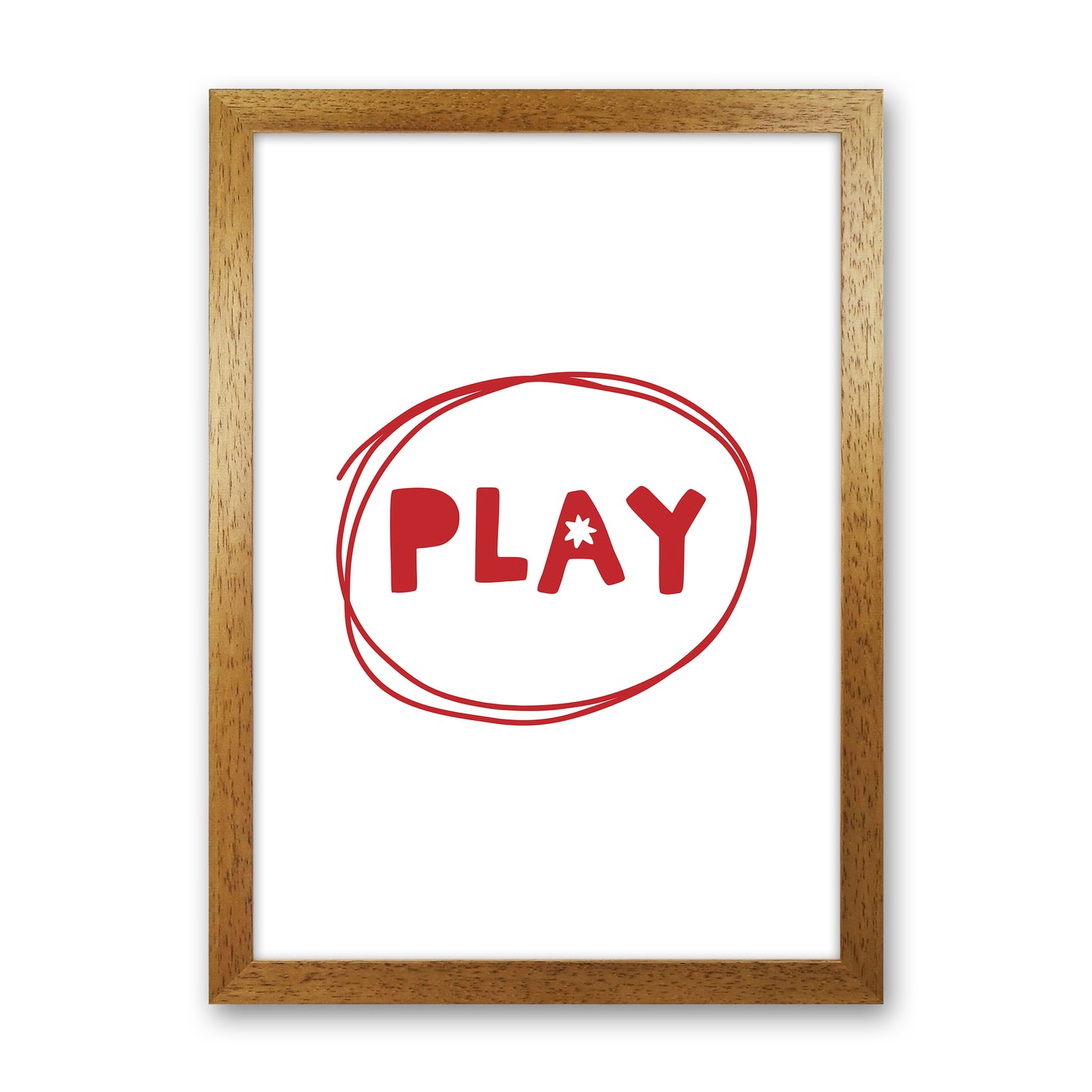 Play Red Super Scandi Art Print by Pixy Paper Oak Grain