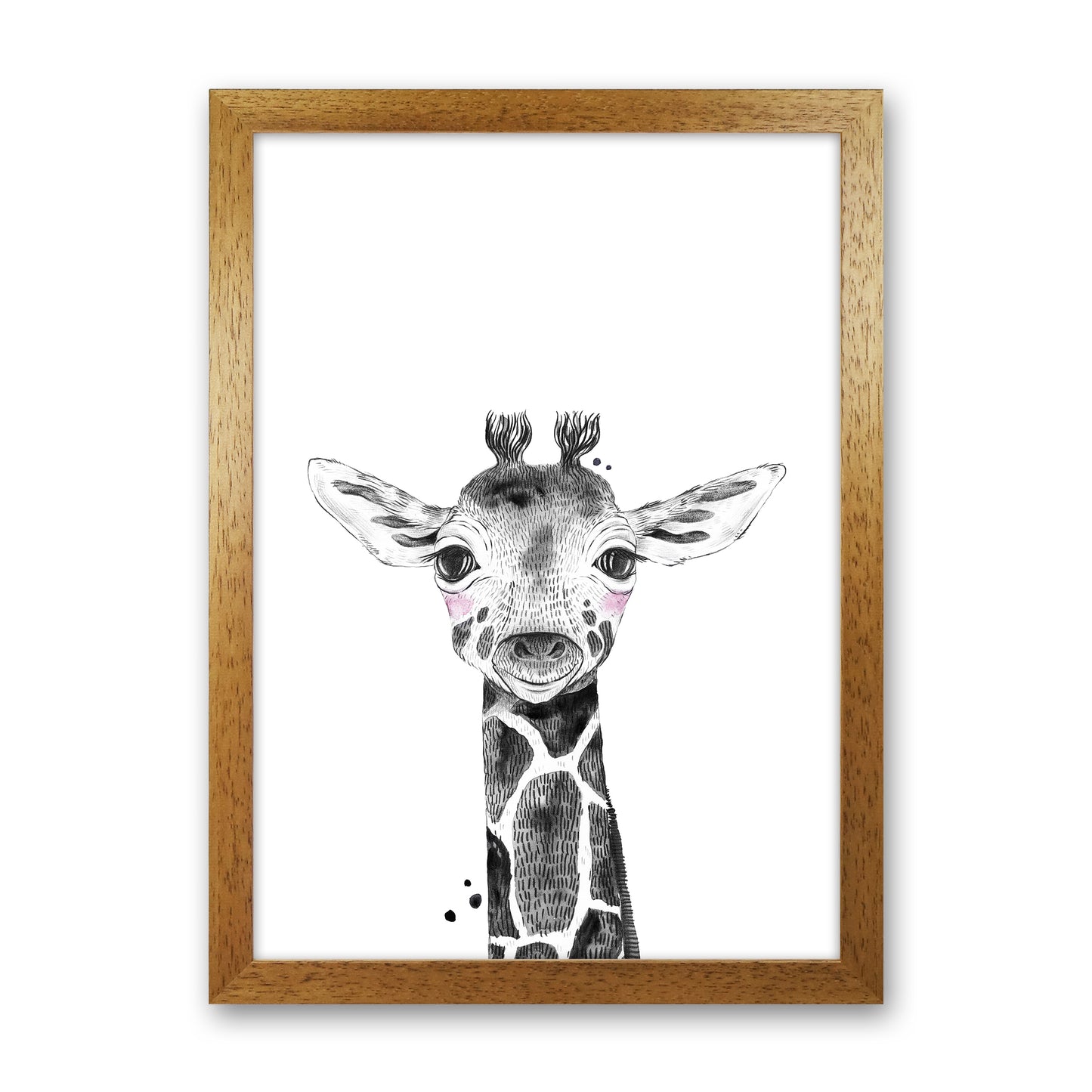 Safari Babies Giraffe Art Print by Pixy Paper Oak Grain