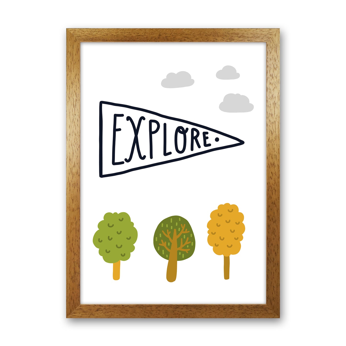 Little Explorer Sign Art Print by Pixy Paper Oak Grain