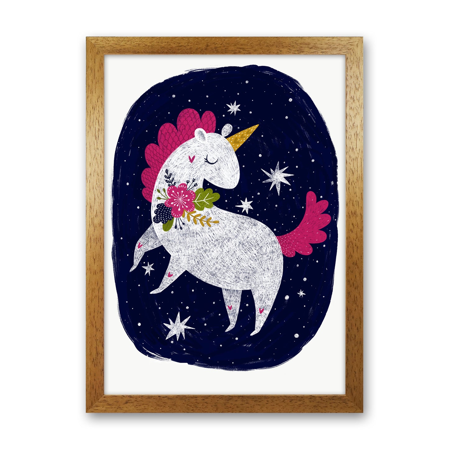 Unicorn Night Sky Art Print by Pixy Paper Oak Grain