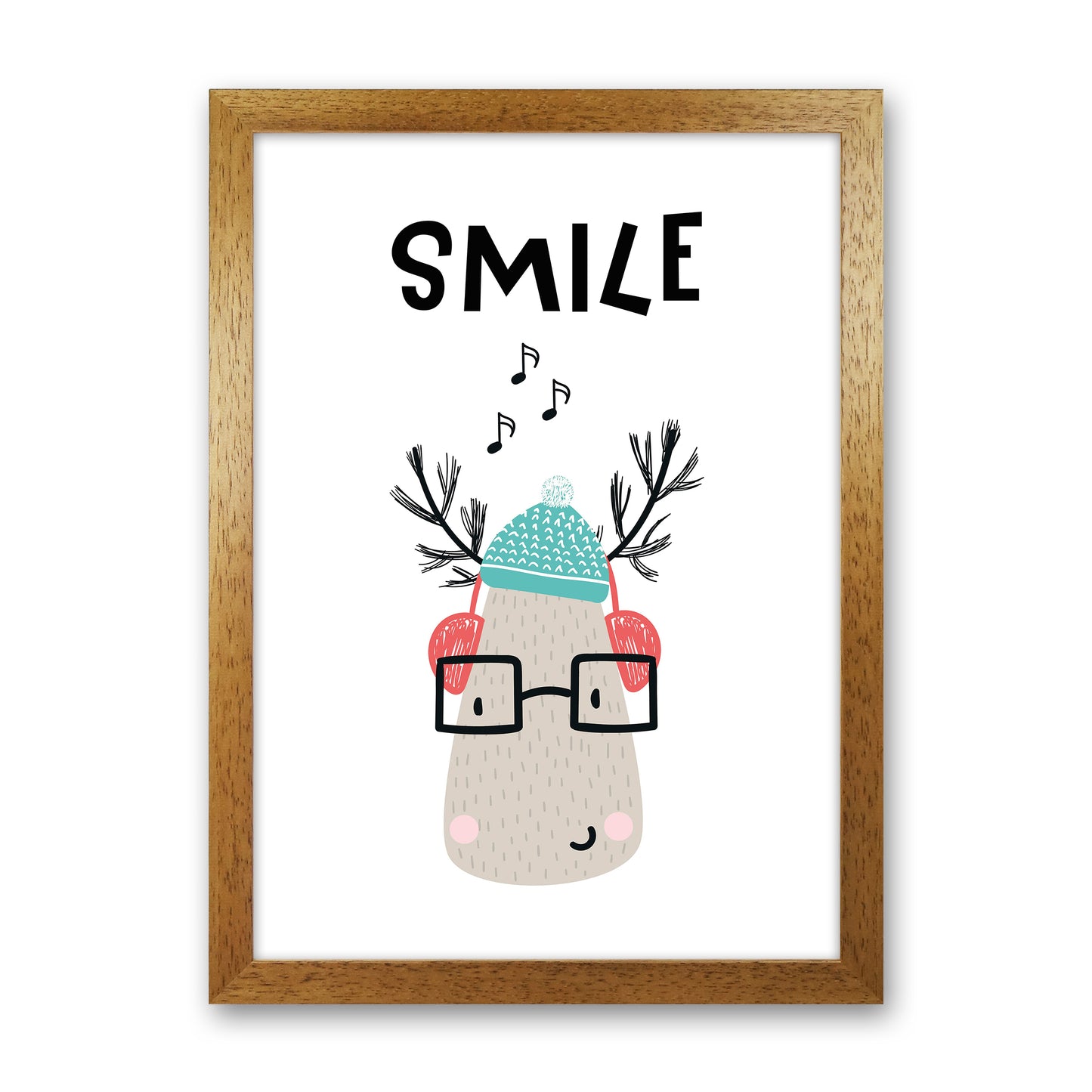 Smile Animal Pop Art Print by Pixy Paper Oak Grain