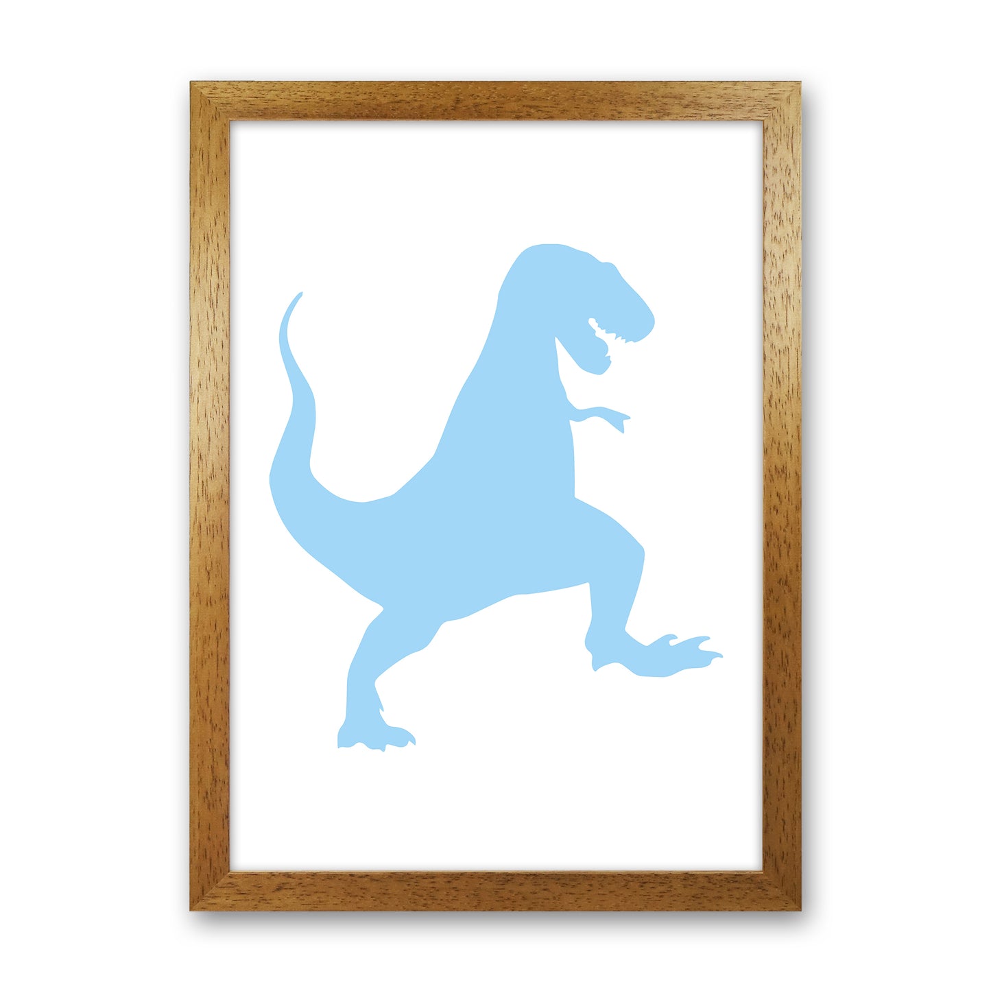 T-Rex Light Blue Art Print by Pixy Paper Oak Grain