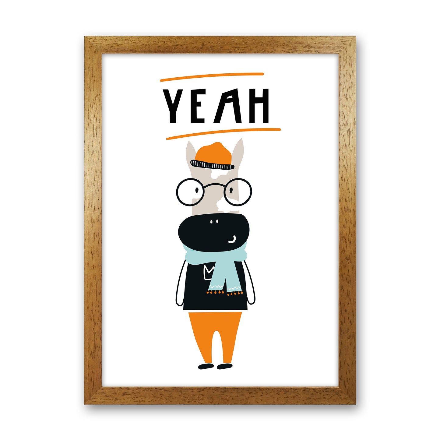 Yeah Animal Pop Art Print by Pixy Paper Oak Grain