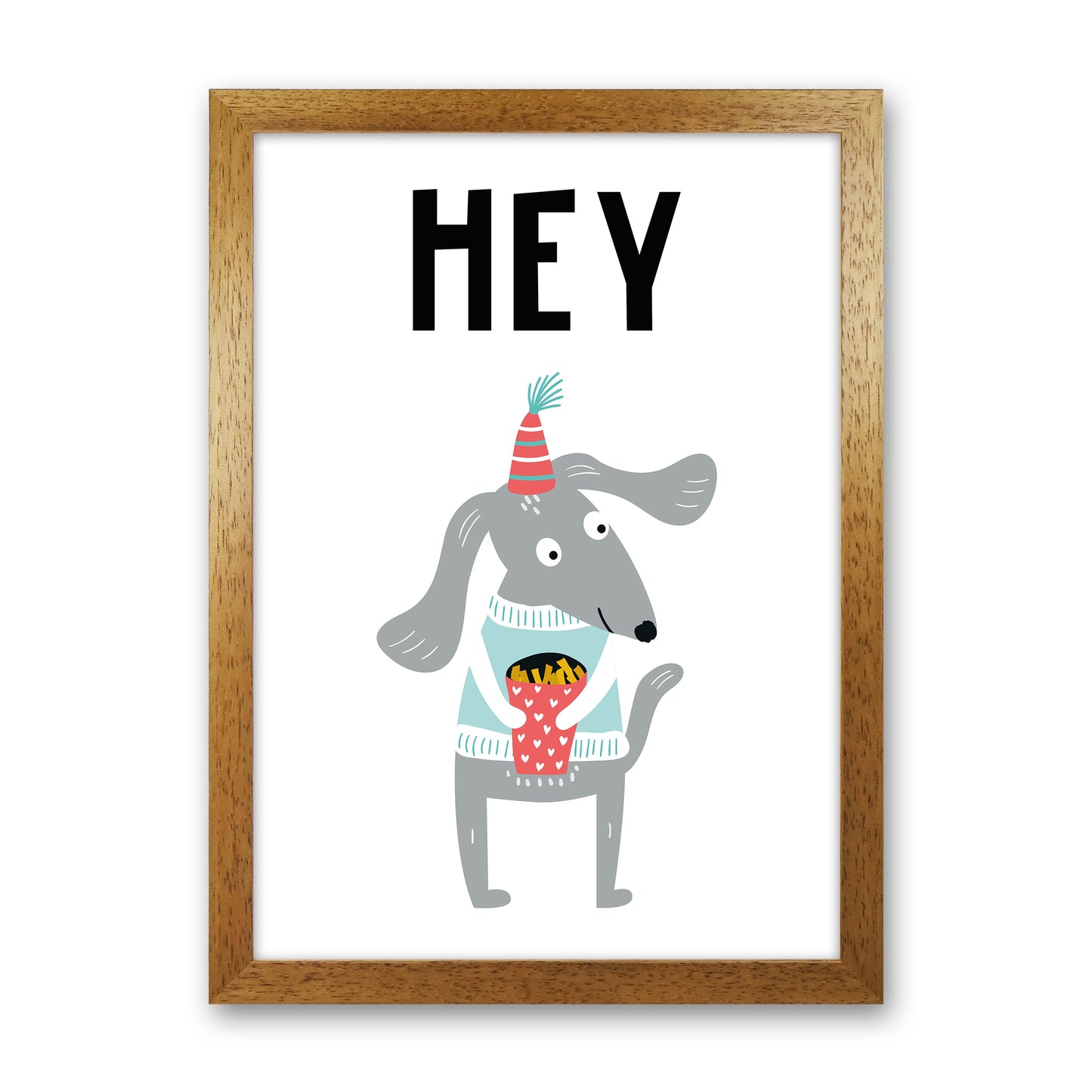 Hey Animal Pop Art Print by Pixy Paper Oak Grain