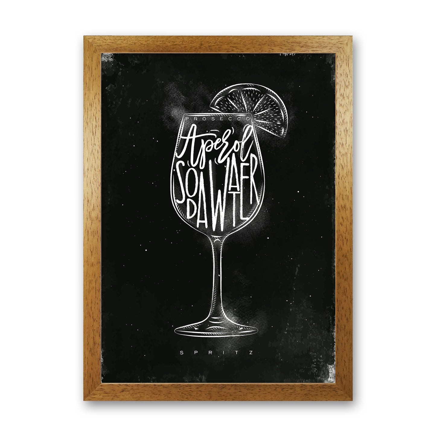 Prosecco Spritz Cocktail Black Art Print by Pixy Paper Oak Grain