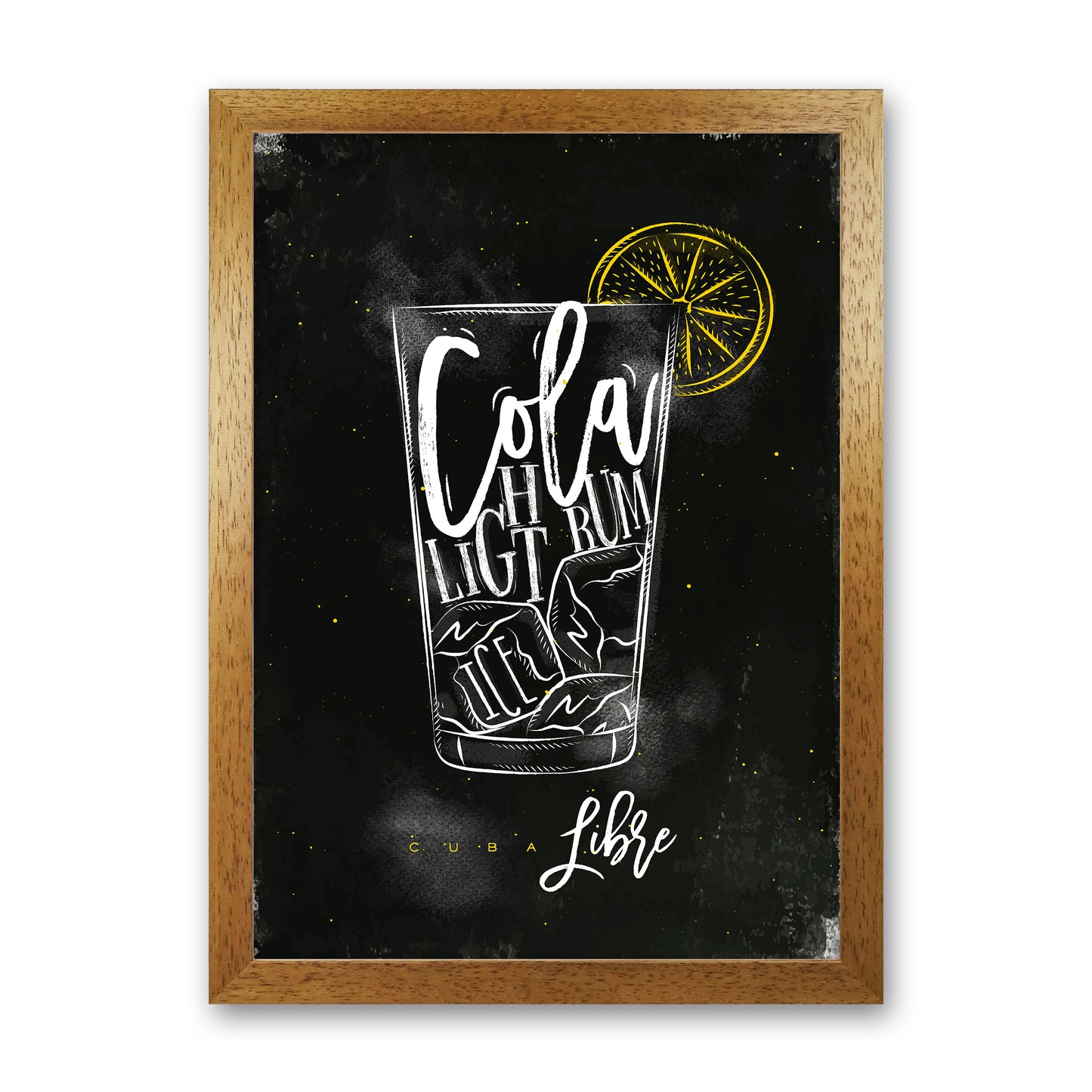Cuba Libre Cocktail Black Art Print by Pixy Paper Oak Grain