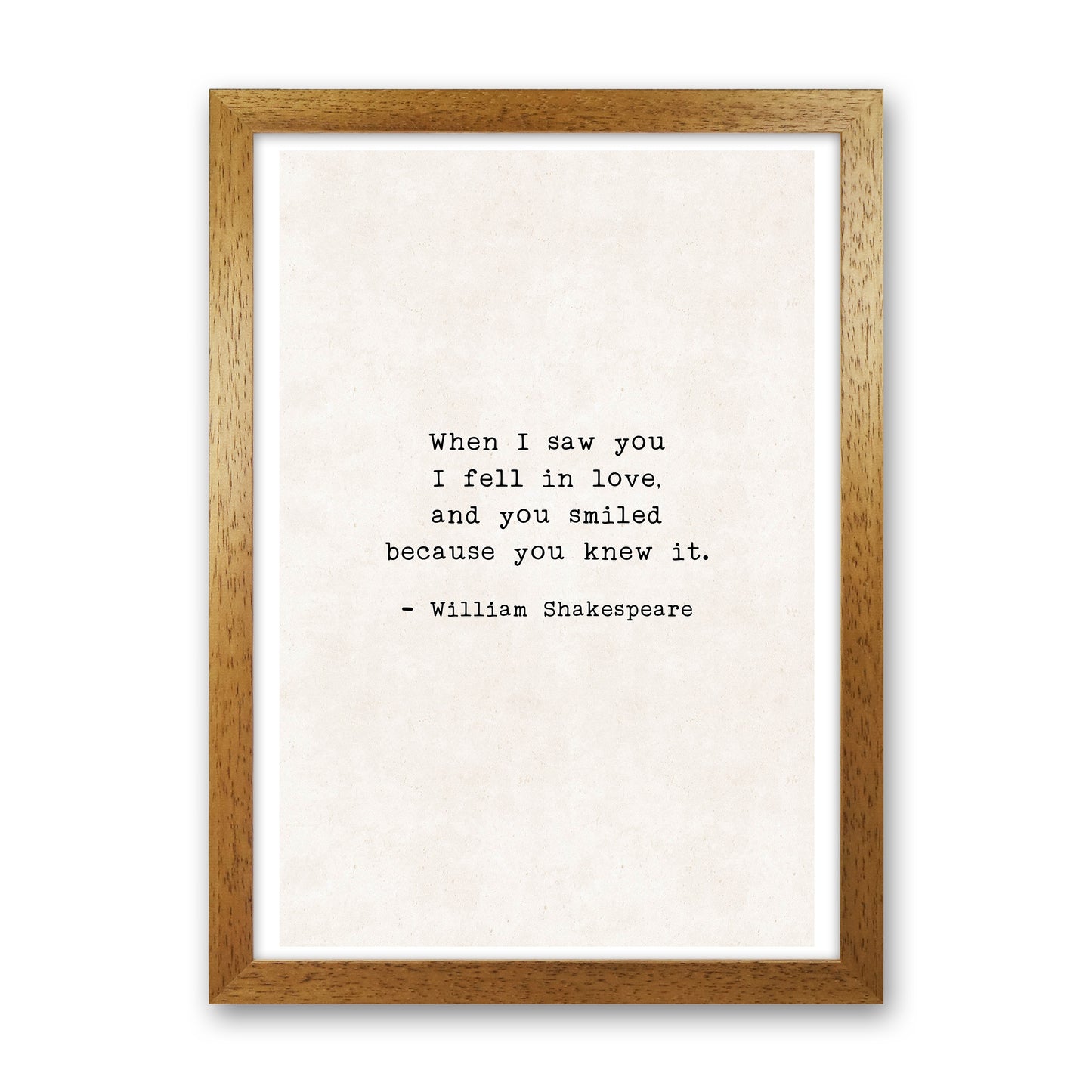 When I Saw You - Shakespeare Art Print by Pixy Paper Oak Grain