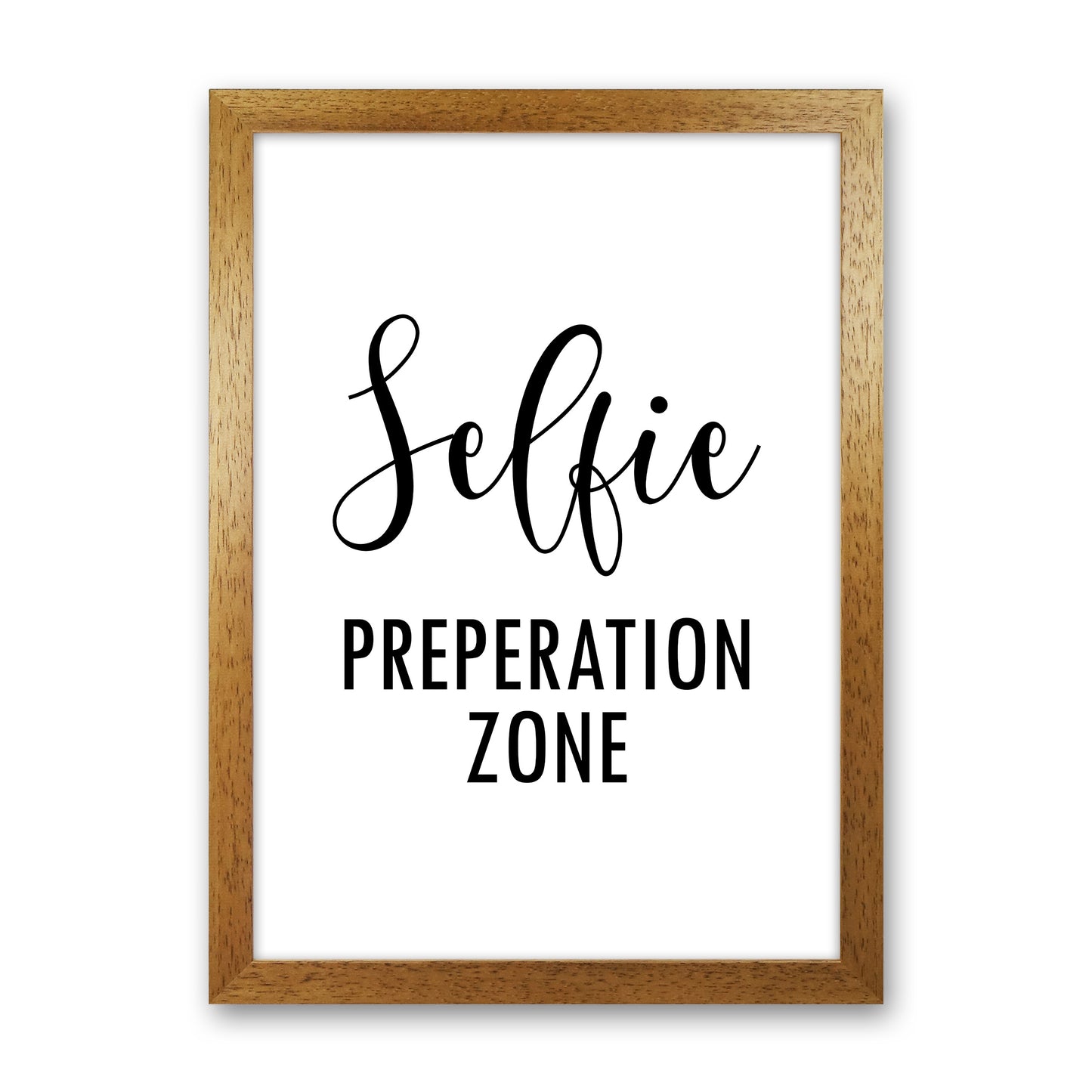 Selfie Preperation Zone Art Print by Pixy Paper Oak Grain