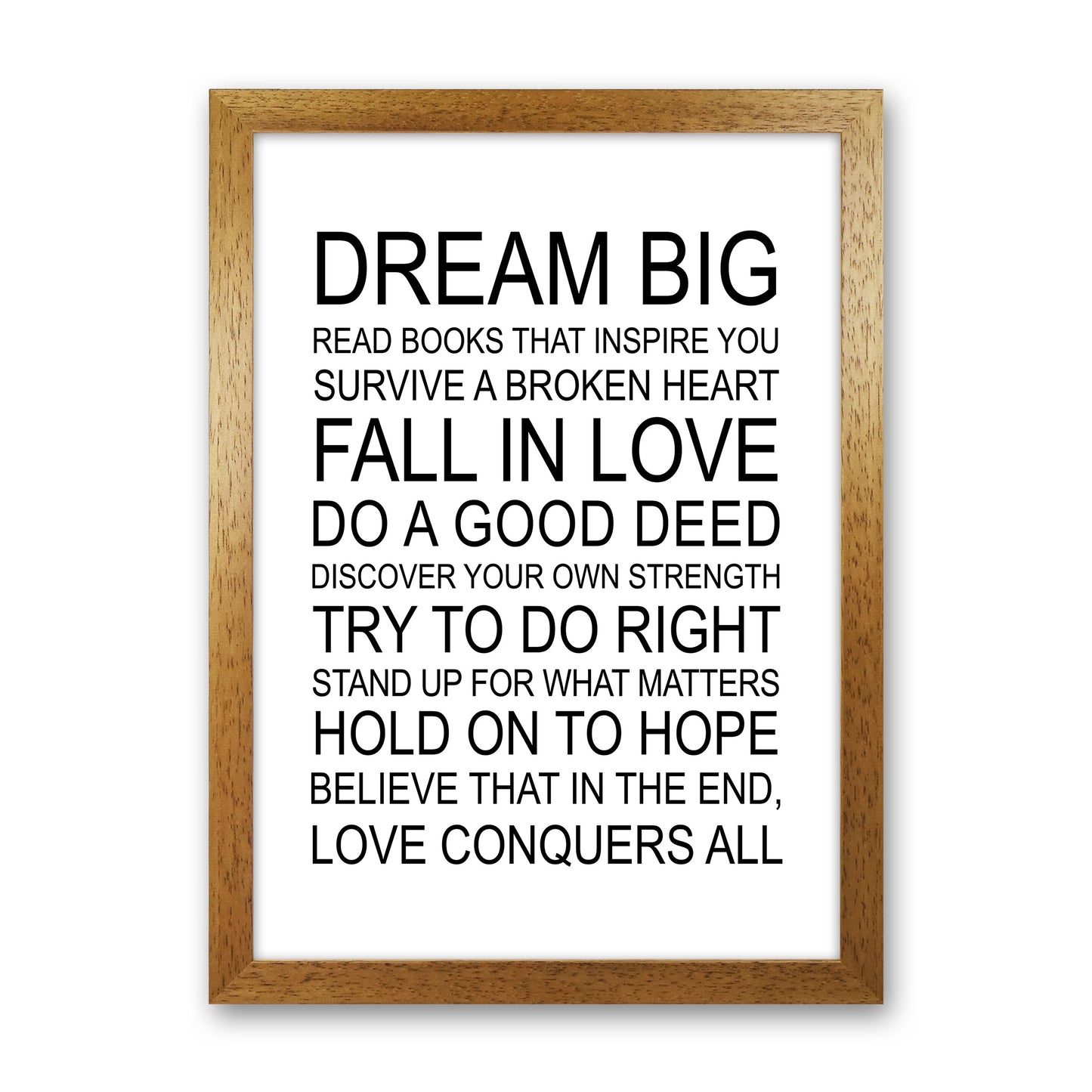 Dream Big Inspirational Art Print by Pixy Paper Oak Grain