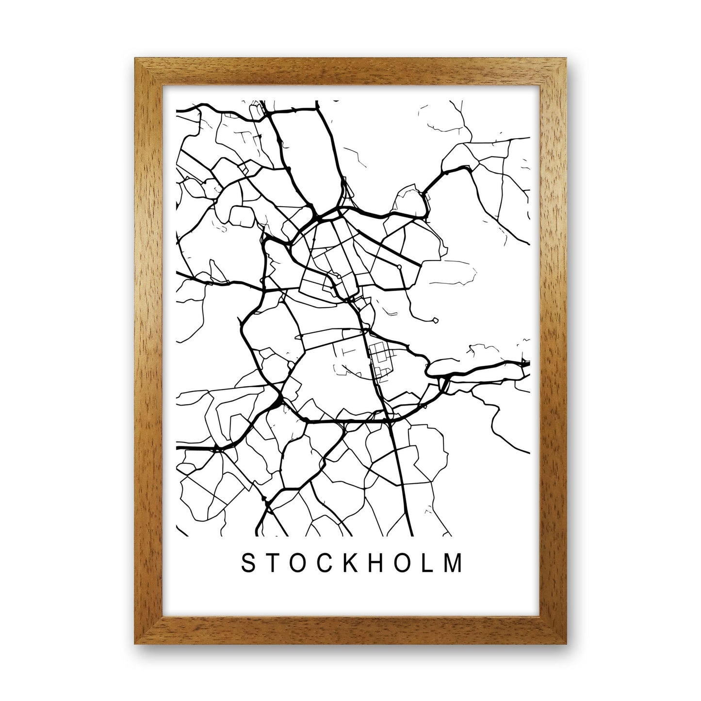 Stockholm Map Art Print by Pixy Paper Oak Grain