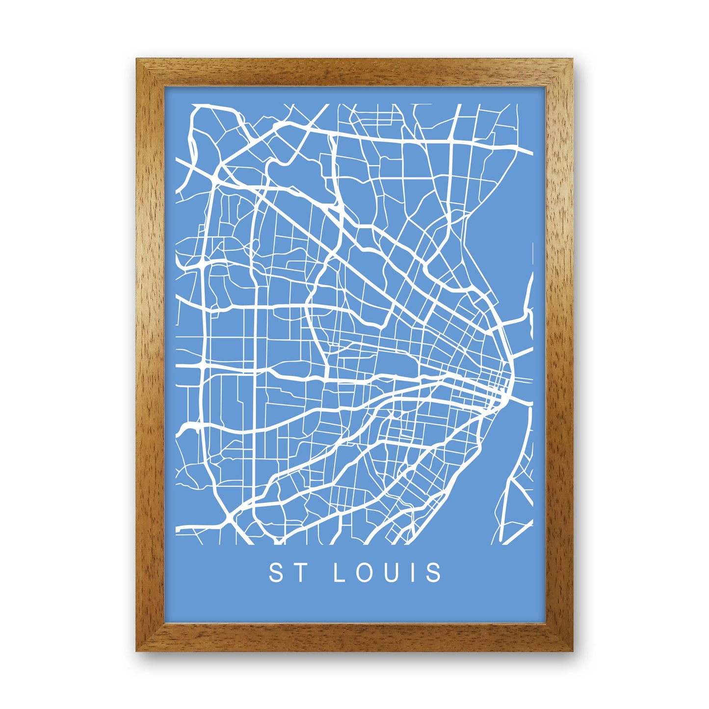 St Louis Map Blueprint Art Print by Pixy Paper Oak Grain