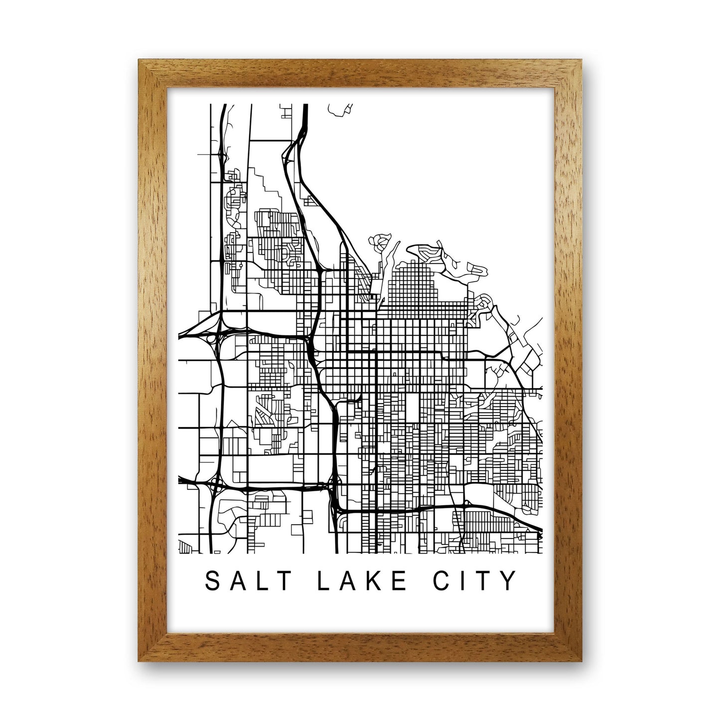 Salt Lake Map Art Print by Pixy Paper Oak Grain