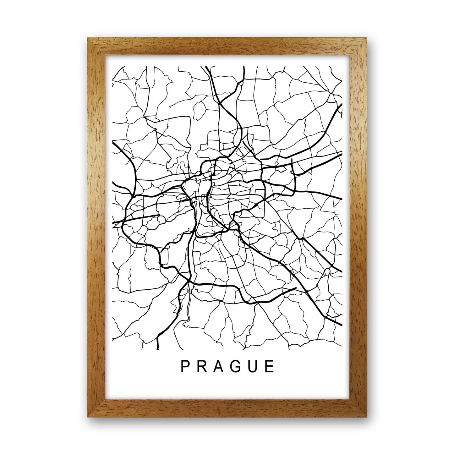 Prague Map Art Print by Pixy Paper Oak Grain